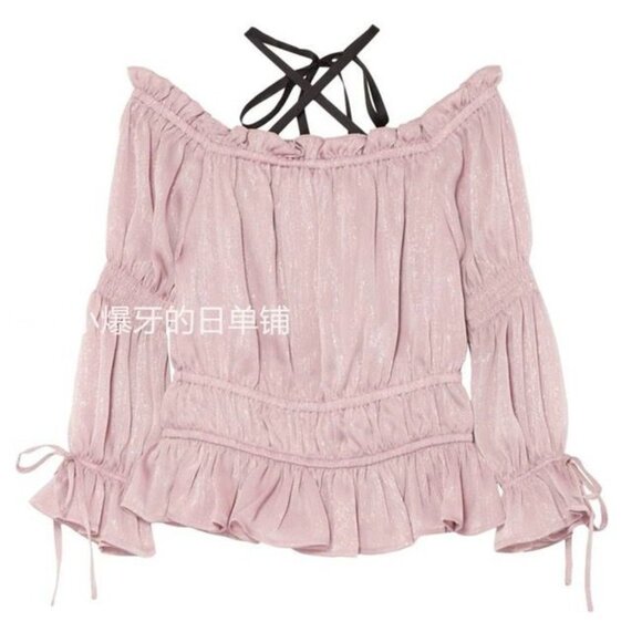 Free Gift! 🎁Japanese Doll-Style Jirai Kei Off-Shoulder Chiffon Top - Brand New - Picture 5 of 5